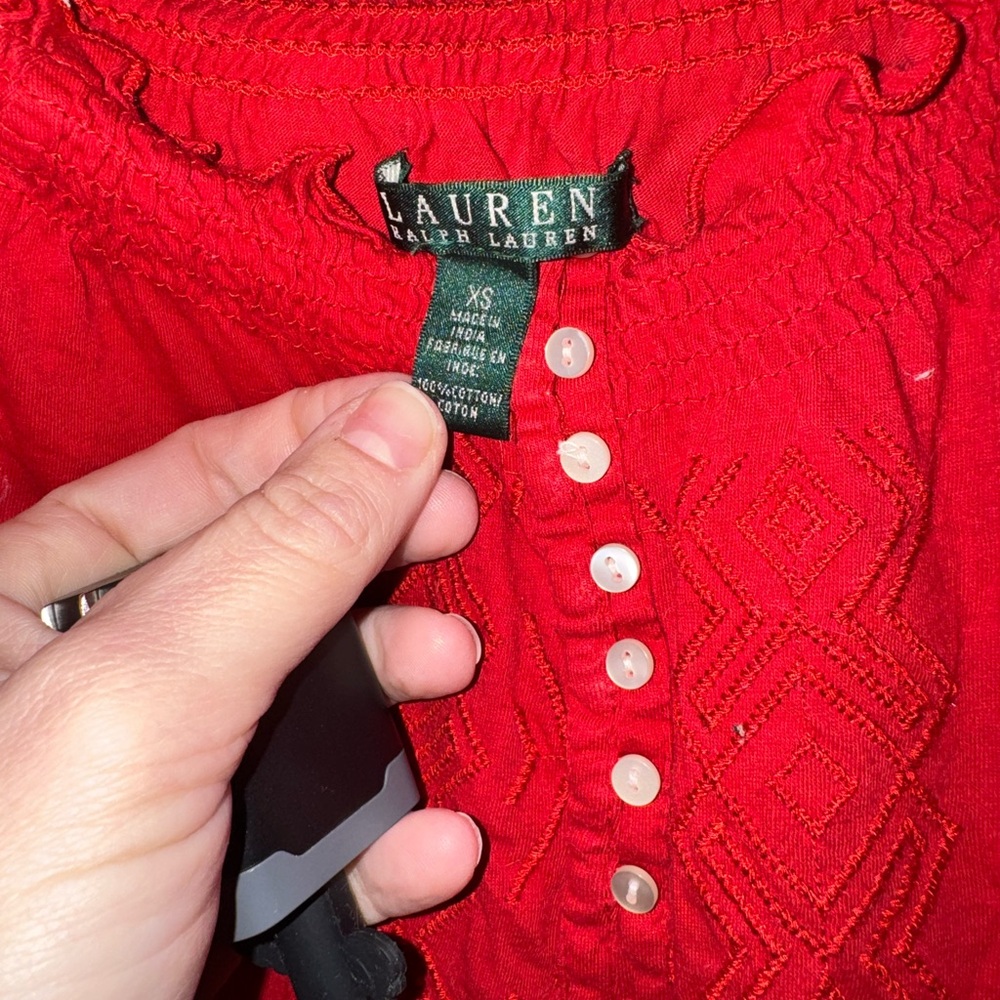 Lauren Ralph Lauren Scarlet Top with Button Accents